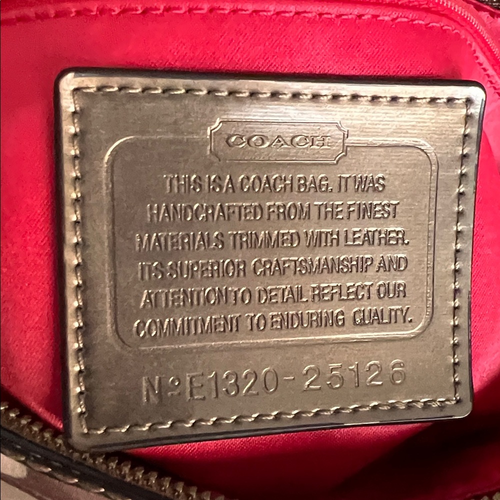 Coach Cream and Red Polka Dot Canvas Tote with Tan Leather Trim GUC 2 Tags - Picture 13 of 17